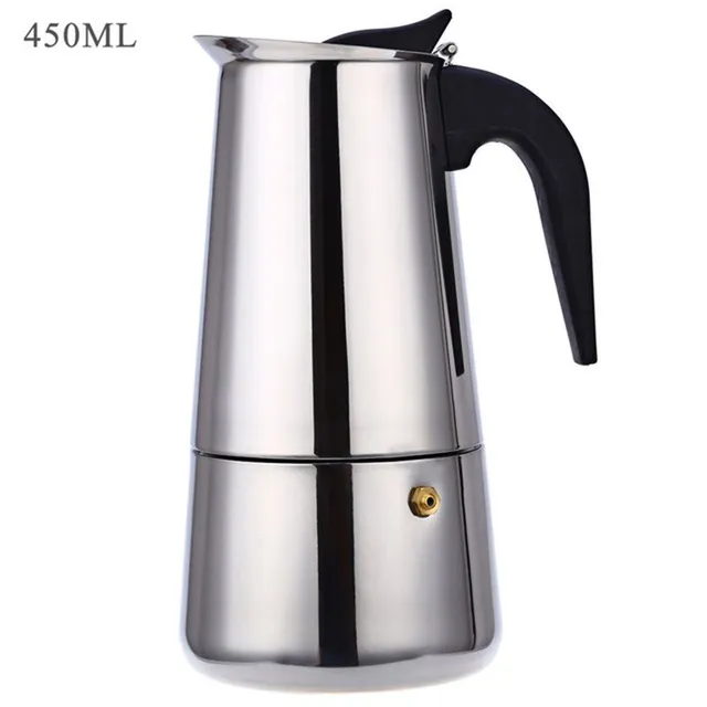 Cafetieră din oțel inoxidabil pentru cafea moka, espresso, latté - Percolator pentru aragaz - 1 buc