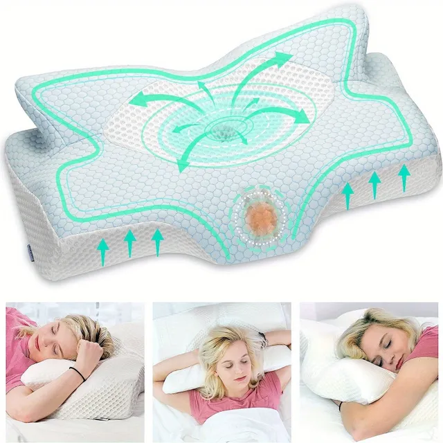 Anatomical memory foam pillow for neck and shoulder pain - for all sleeping positions