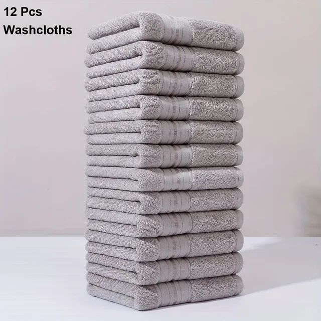 12pcs Simple Plain Linen, Cotton Handkerchiefs Do Households, Small Square Towel On Fingers, Soft Suite Towel Do Home Bathrooms, Bathroom Needs, 13,4*13,4 Thumbs