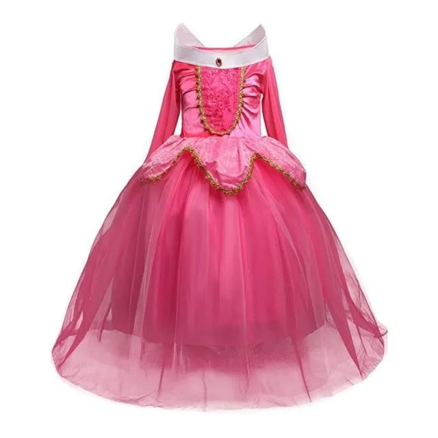 Girl princess costume style-2-rose-red 4t