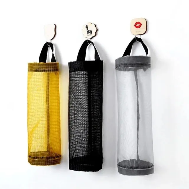 Holder for plastic bags on the wall - magazine and organizer for food bags and trash in the kitchen