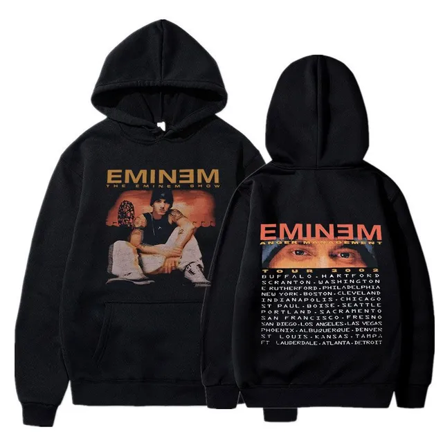 Trends sweatshirt with kangaroo and hood with print of known rapper EMINEM