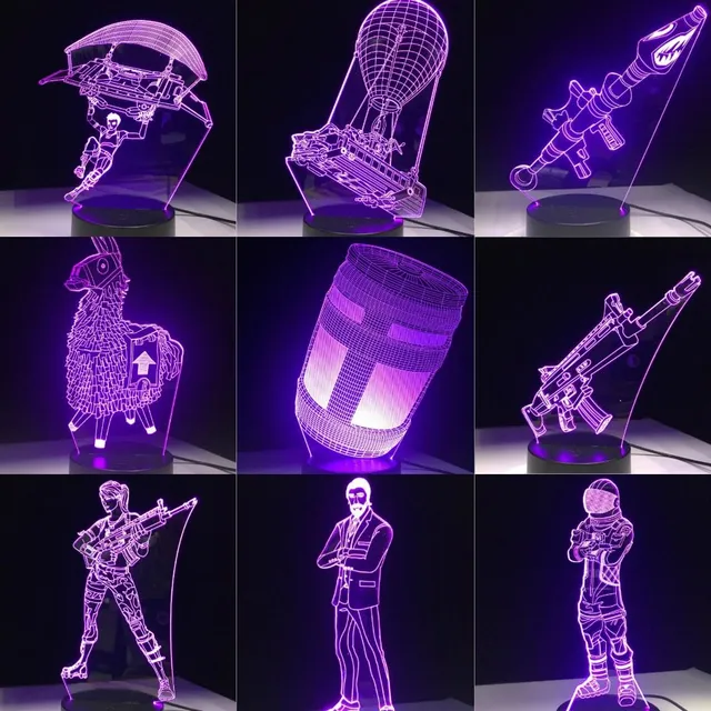 Krásna 3D stolová lampa Fortnite