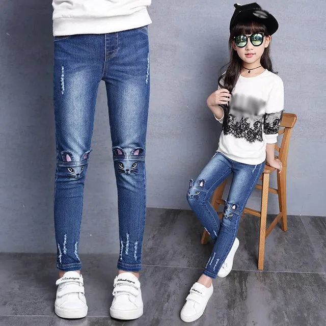 Girl jeans with pussycats