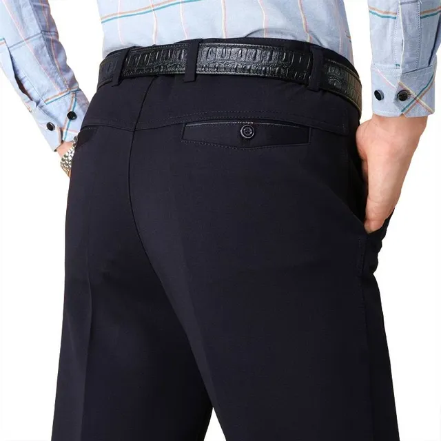 Men's elegant high-waisted formal trousers