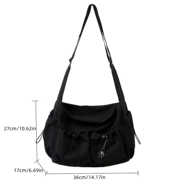 Crossbody purse, spacious shoulder bag, fashionable zipper bag with pendant