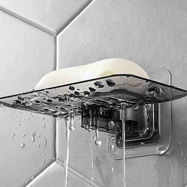 Plastic wall soap holder with drain