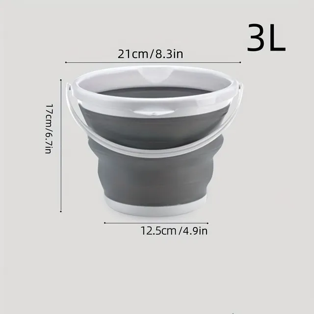 Universal folding bucket made of durable polypropylene with handle - ideal for washing cars, camping