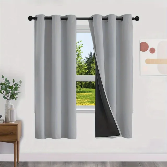 Blackout curtains with no pattern with thermal lining - Energy saving, privacy and style for living room, bedroom, kitchen and bathroom