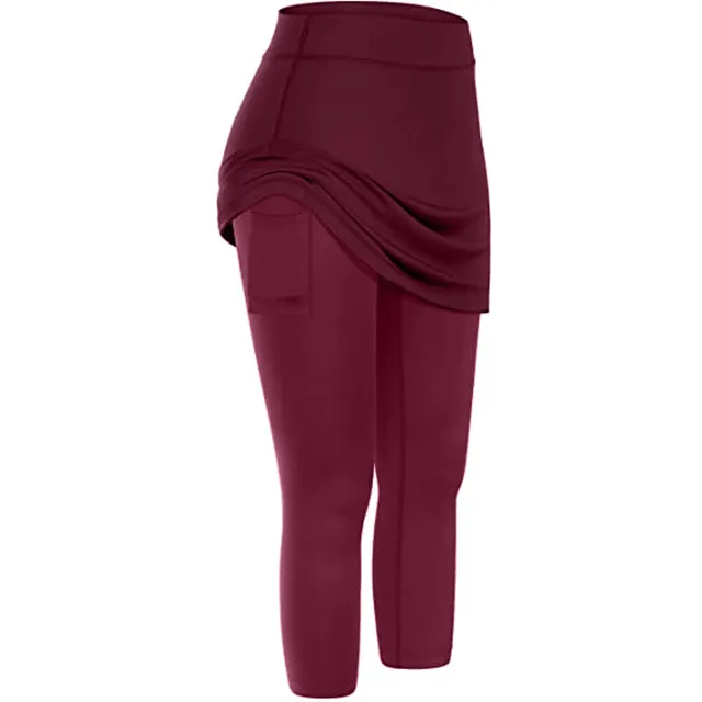 Women's Jogging Stretch 3/4 Leggings with Skirt