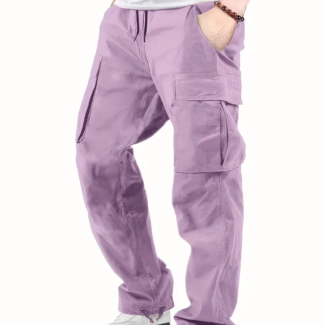 Men's cargo pants made of cotton, comfortable cut, straight pants, multifunctional pockets, ideal for outdoors and free