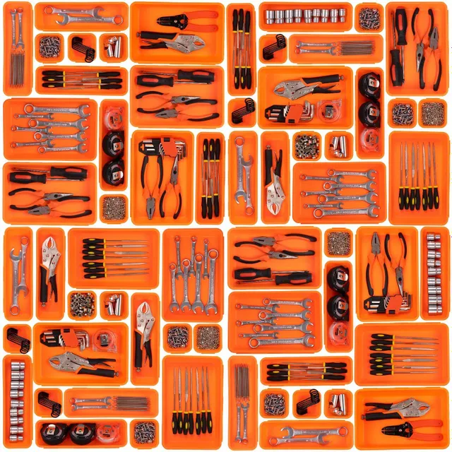 Organizer for toolbox 45 pcs: SUCCESSFUL SETTING for screws, nuts, tools and small parts - orange