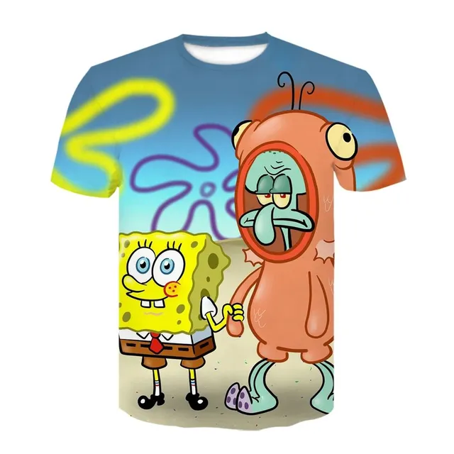 Summer unisex t-shirt with funny 3D print SpongeBob D-1395 XXS