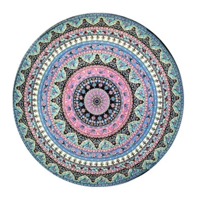 Moderní originální stylový plážový kulatý ručník s motivem barevné mandaly