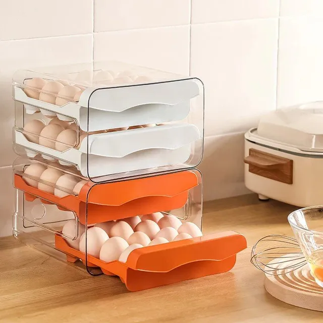 Two-layer egg drawer box - kitchen egg organizer for fridge