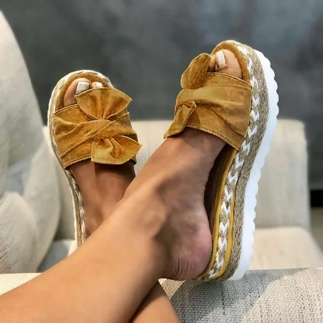 Women's modern slippers with bow amarillo 41