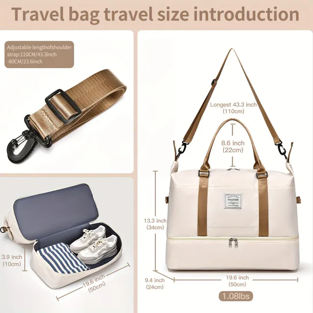 Practical fashion shoulder bag, hand-held travel cable, large sports bag with shoe compartment