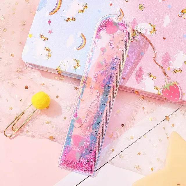 Stylish ruler with moving glitter - different colors