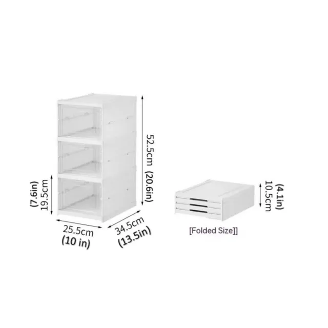 Foldable shoe storage box with 3/6 floors - Sneaker stackable trays for effective shoe organization