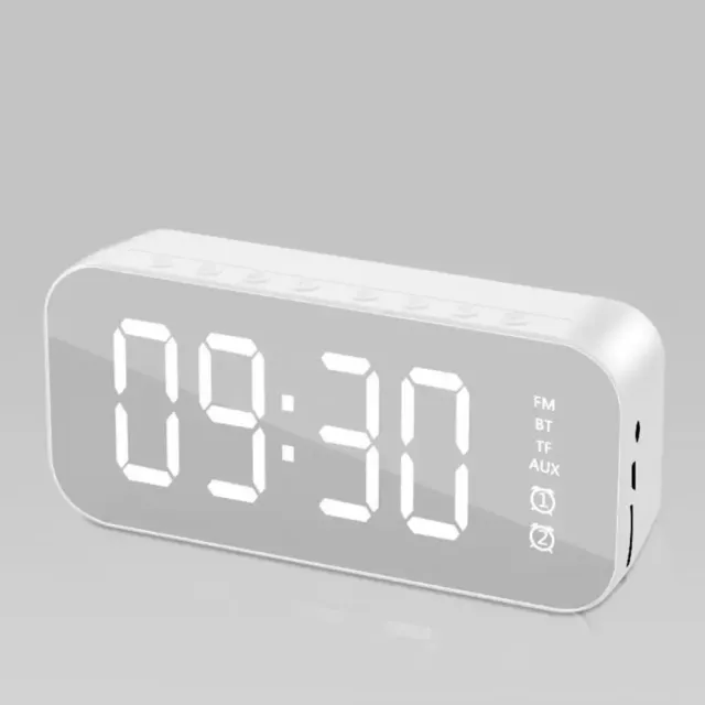 Horloge numérique électronique créative de voyage avec miroir LED et double réveil, haut-parleur sans fil pour musique