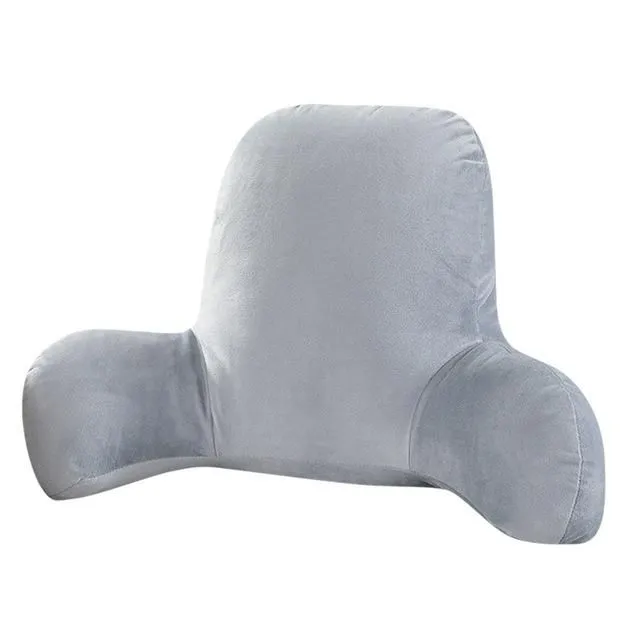 Huggilow reading cushion with armrest