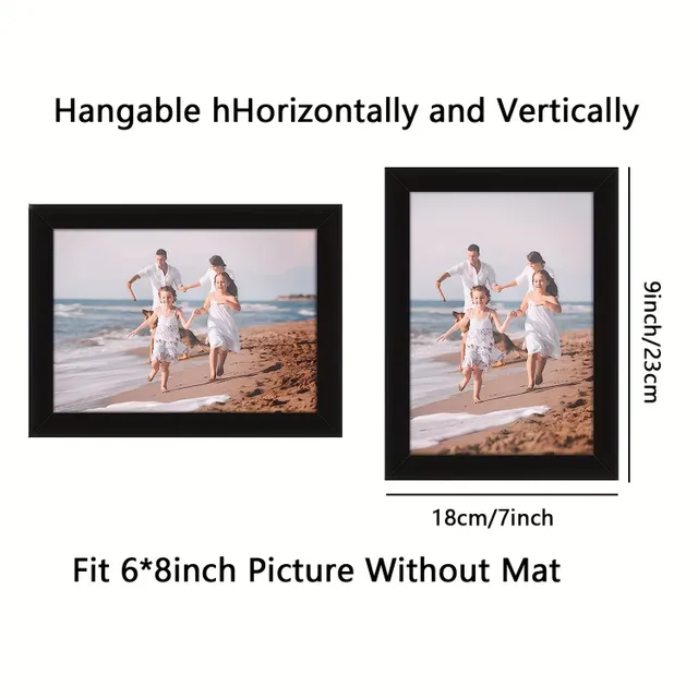 Set of 8 Pieces, Black Frames On Images, Frames 7''x9' For Photographs 6'x8' No Matu, Collage Frames On Photos For Hanging On Wall or Table Display