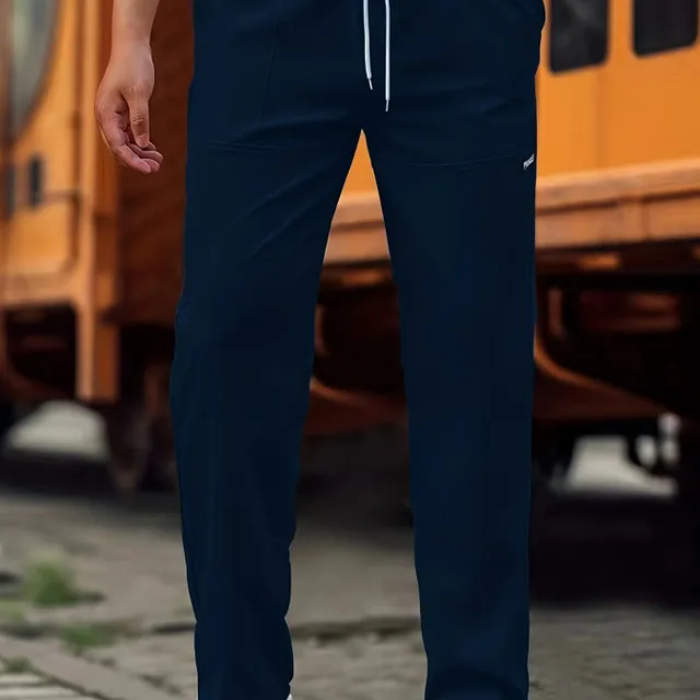 Men's comfortable sweatpants with pockets, straight cut, drawstring, suitable for spring and autumn