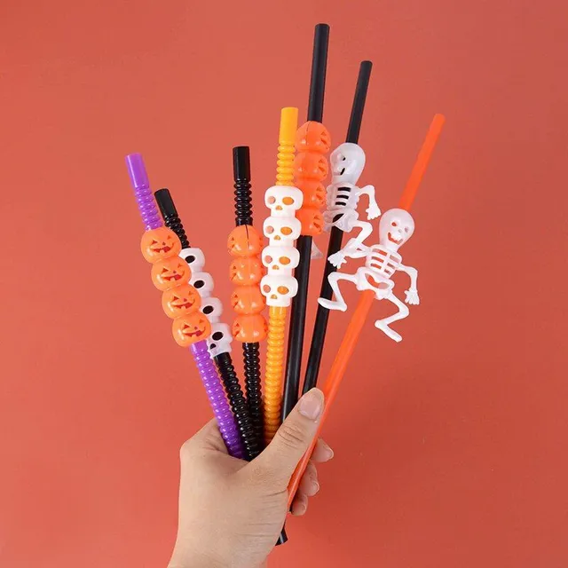Stylish plastic straws for Halloween - 5 pcs