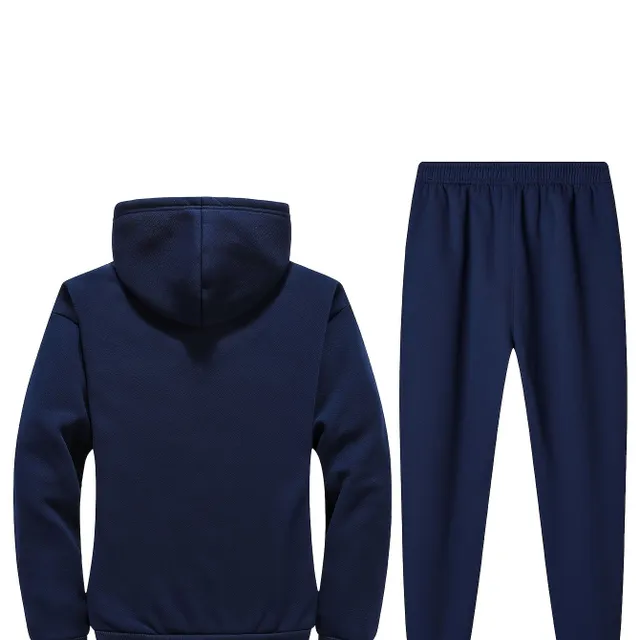 Ensemble de survêtement classique en polaire pour homme - Ensemble athlétique 2 pièces avec sweat à capuche à zip et manches longues