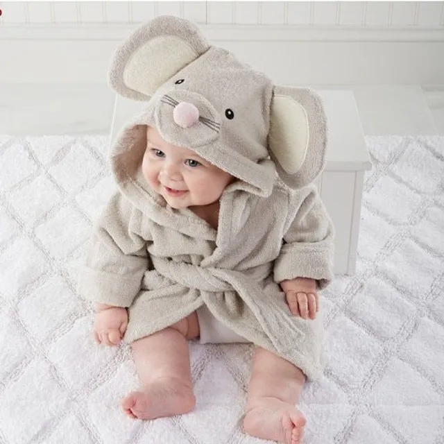 Baby bathrobe with hood and motifs of animals 8