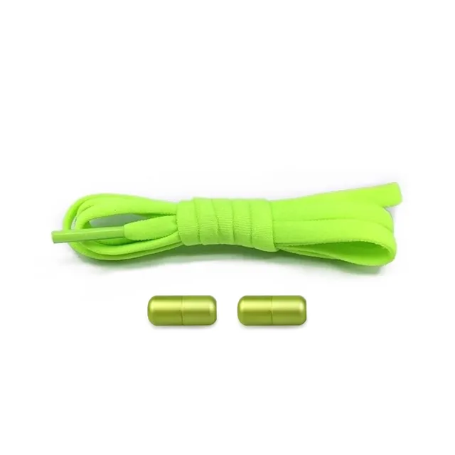 Stylish shoelaces with metal clamping all-green
