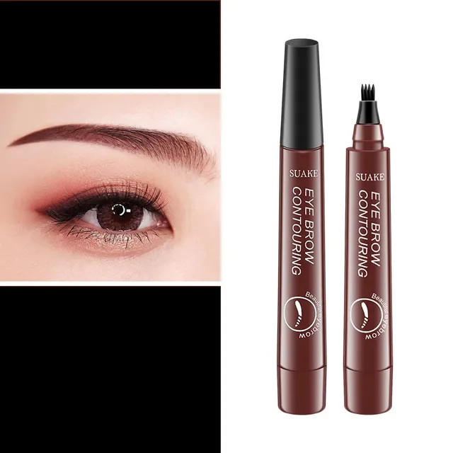 Female waterproof eyebrow pencil with 4 spikes for natural eyebrow appearance