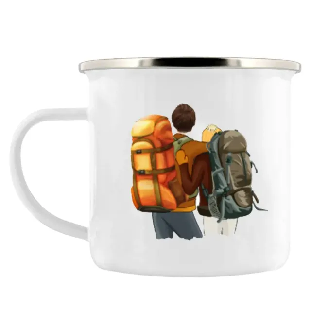 Adventure enamel mug for camping as a gift