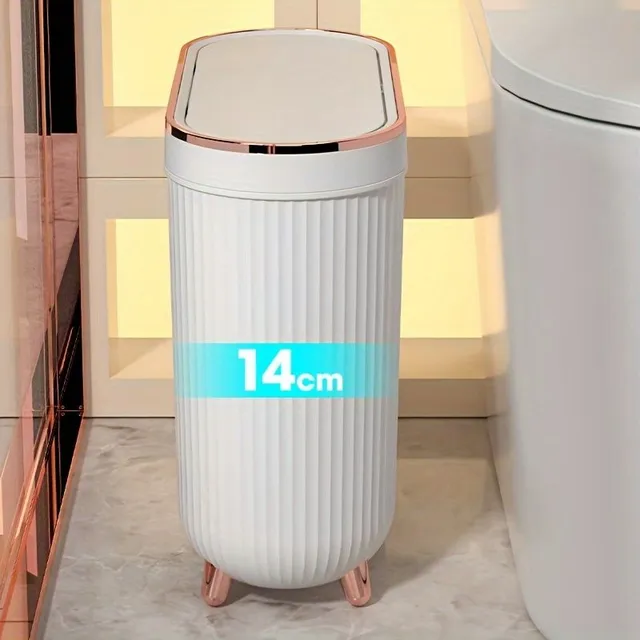 Narrow trash basket with hatch