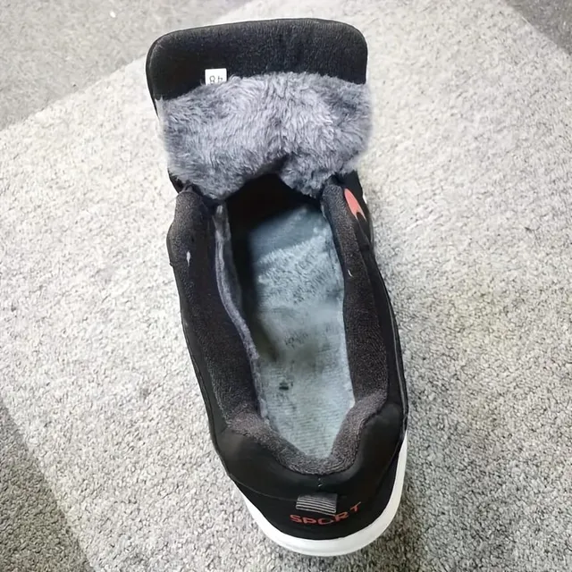 Men's winter ankle sneakers with warm lining made of artificial fur - trendy chunky style