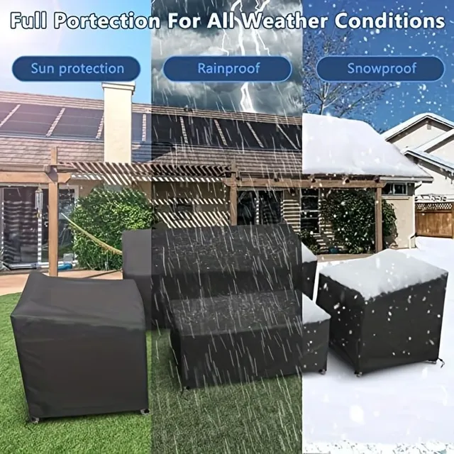 Waterproof sail for garden furniture, wind-resistant, with black belts and drawstring, for rattan furniture