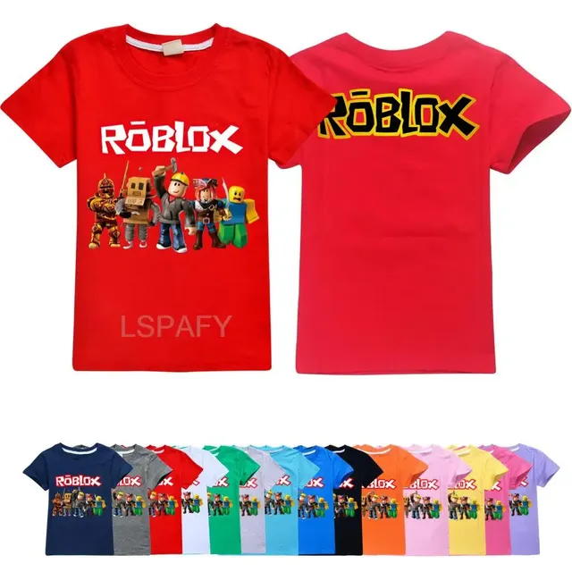 Stylové dětské jednobarevné tričko s krátkým rukávem a potiskem postav ze hry ROBLOX