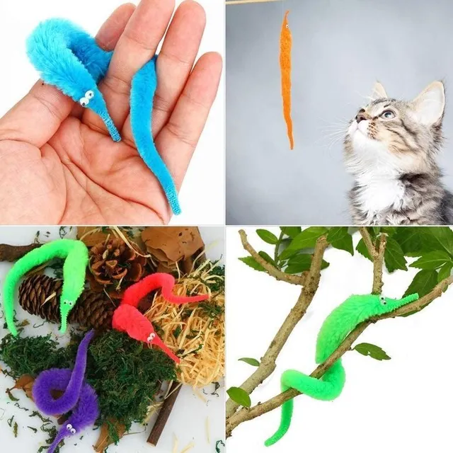 Set jucării tricotate colorate - 12 bucăți viermi