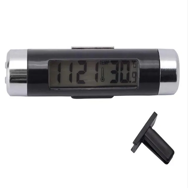 Digital thermometer with clock to car