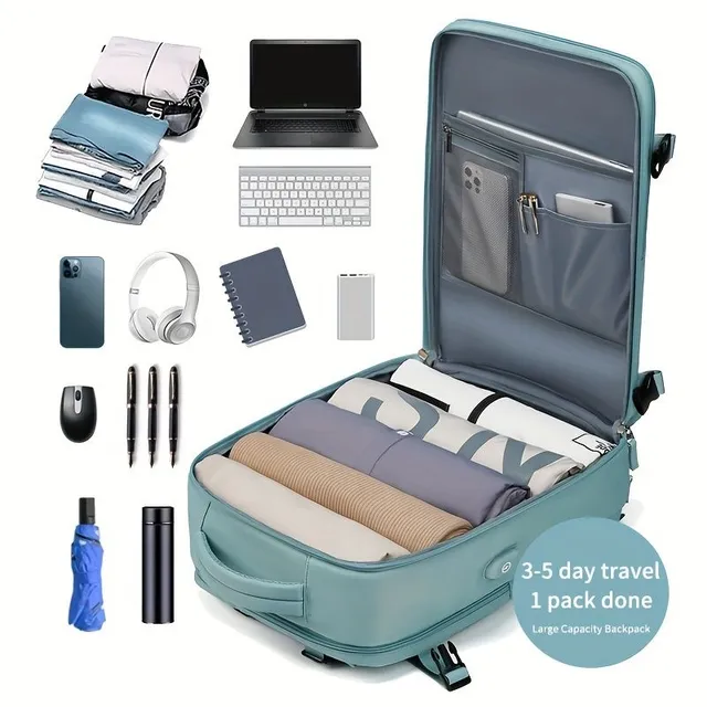 Dámska cestovná taška s USB nabíjaním a vreckom na topánky - nepremokavé, 39,62 cm - Na podnikanie a školu