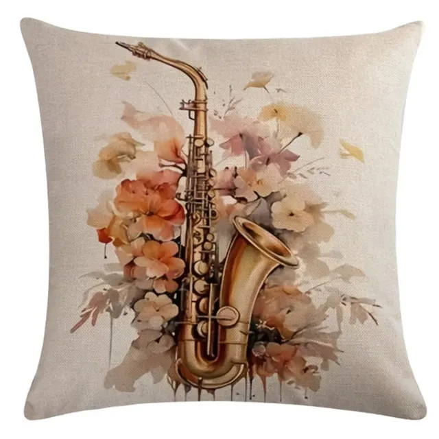 Pillow coating with abstract geometric motif of musical instruments for home decoration