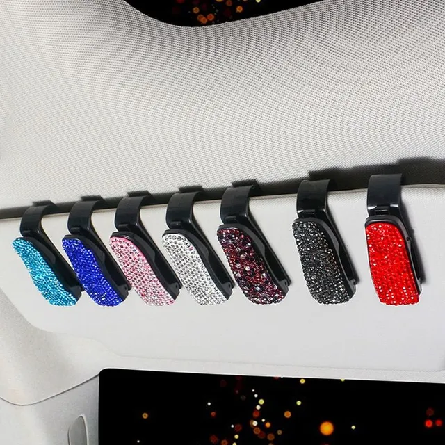 Modern glitter peg with rhinestones for car visor - various colours Hedley