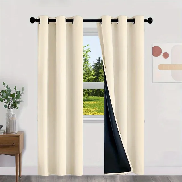 Blackout curtains with no pattern with thermal lining - Energy saving, privacy and style for living room, bedroom, kitchen and bathroom