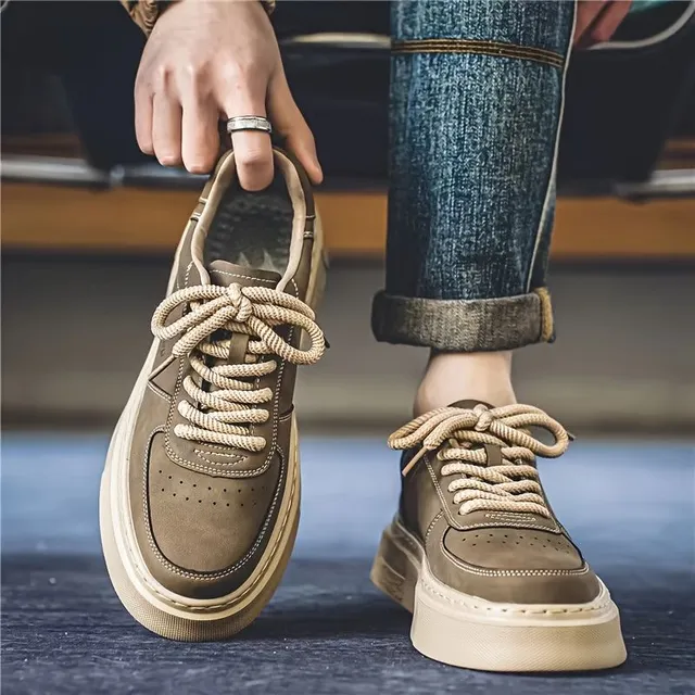 Herren Plattform Skateboardschuhe - Bequeme, rutschfeste und strapazierfähige Sneakers mit Schnürsenkeln für Outdoor-Aktivitäten