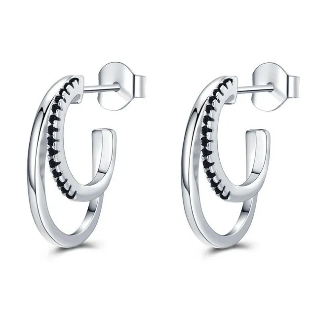 Women's circular earrings with zirconium G604