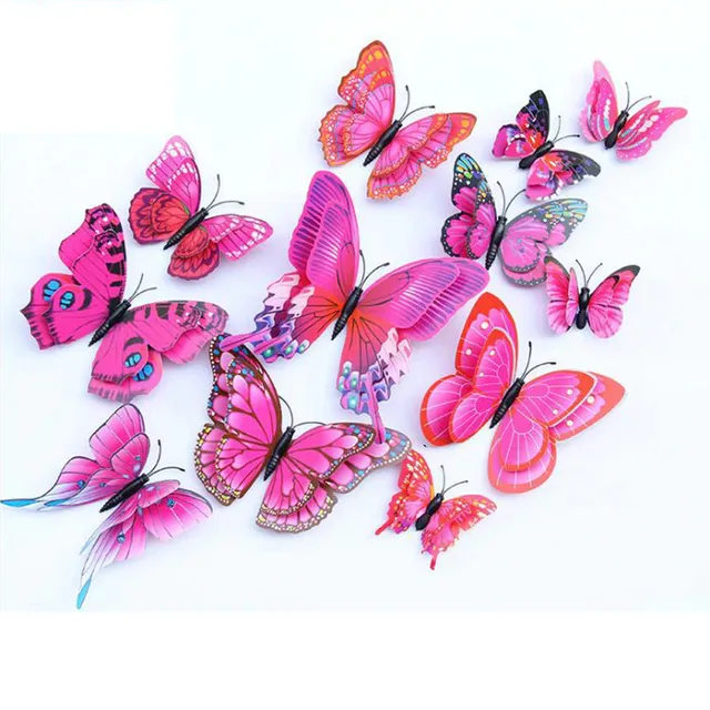 Dekoratív színes pillangók készlete - 12 db