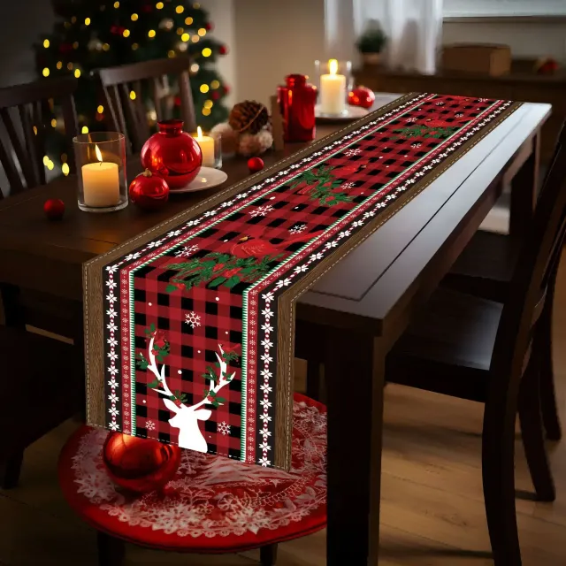 Covoraș de masă de Crăciun din in pentru casă și sufragerie