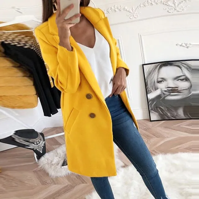 Ladies luxury coat Anna yellow l