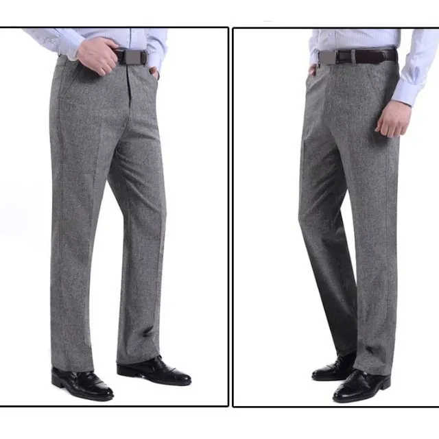 Men's elegant high-waisted formal trousers