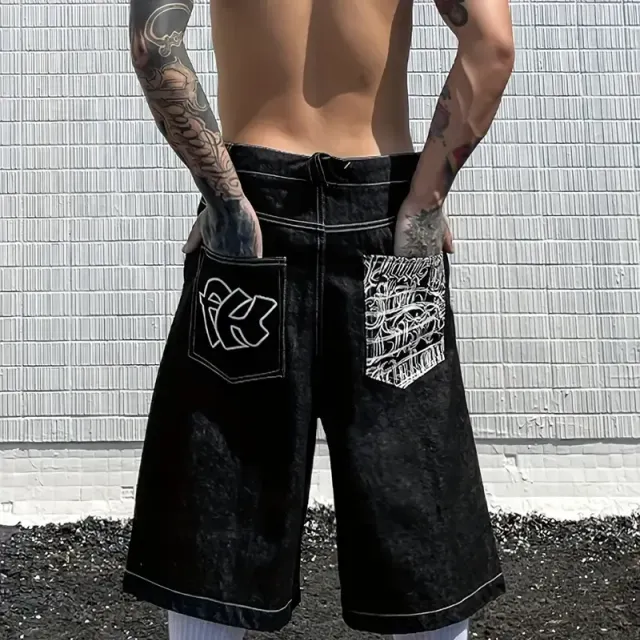 Male hip hop denim shorts - Streetwear style for freedom and well-being